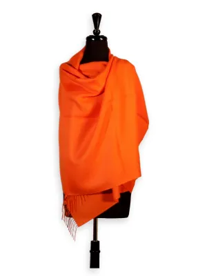 100% Baby Alpaca Shawl in Solid Color - Orange