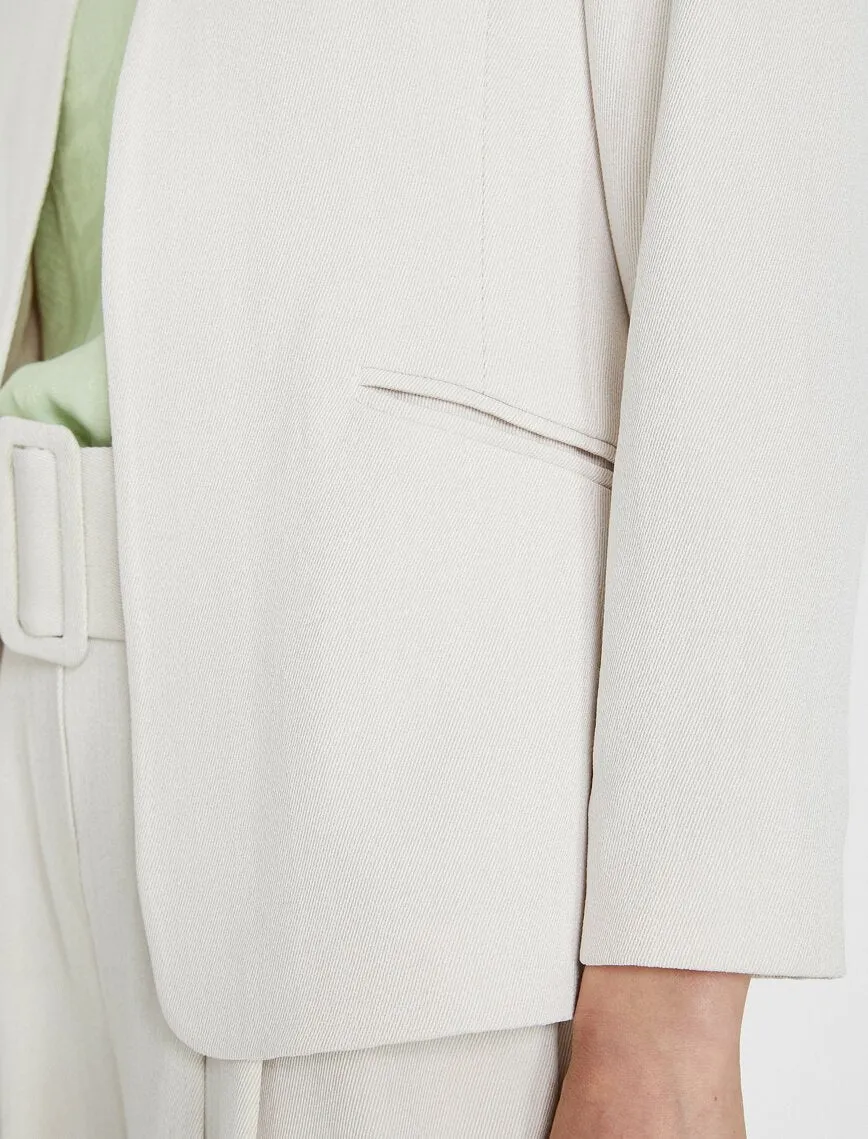 10606 Beige Collarless Jacket