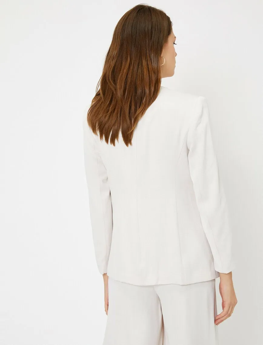 10606 Beige Collarless Jacket