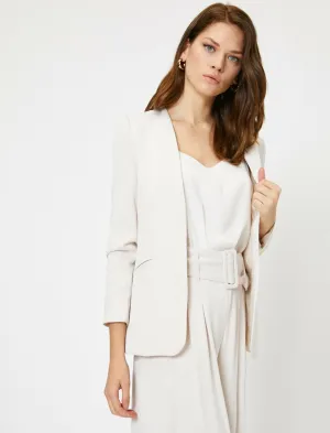 10606 Beige Collarless Jacket
