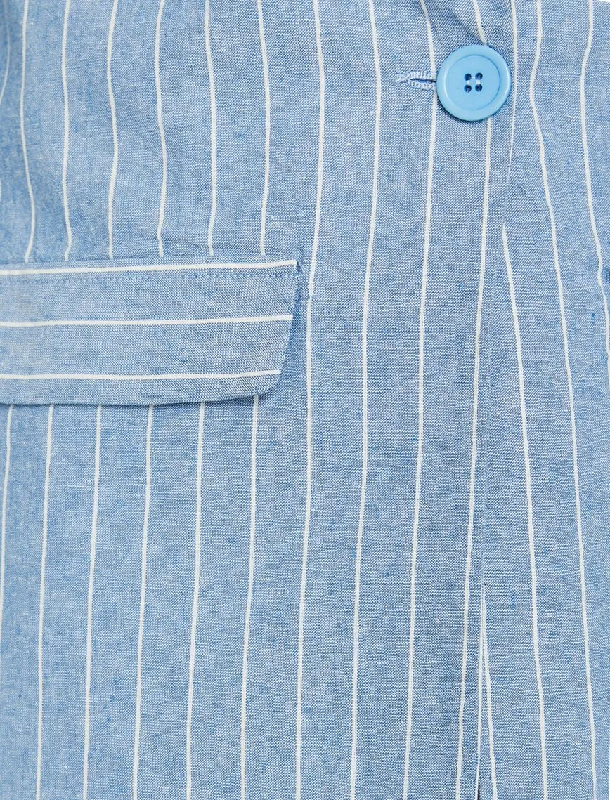 10620 Blue Striped Cotton Blend Blazer