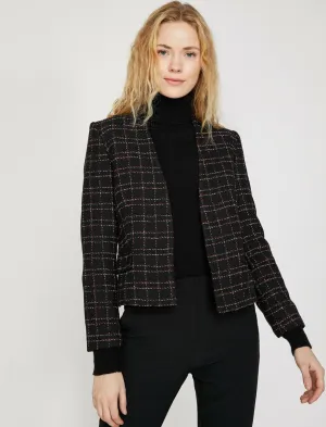 10629 Black-Red Plaid Crop Jacket