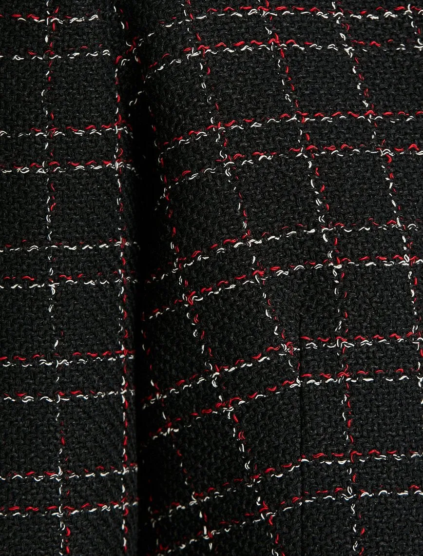 10629 Black-Red Plaid Crop Jacket