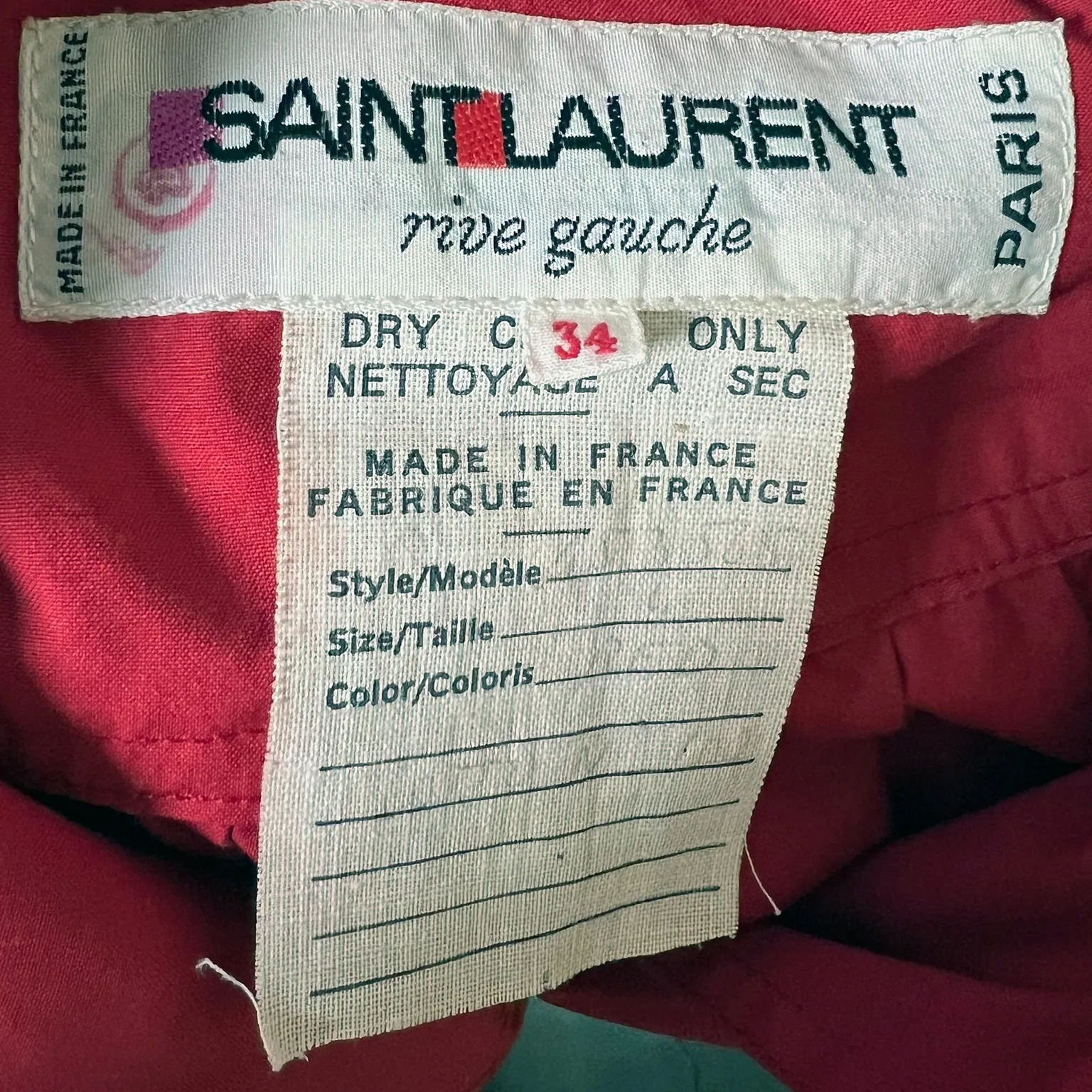 1970s YSL Yves Saint Laurent Vintage Red Cotton Shirt Artist Smock Top
