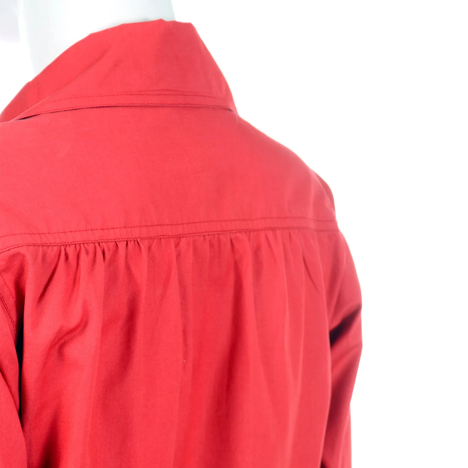 1970s YSL Yves Saint Laurent Vintage Red Cotton Shirt Artist Smock Top