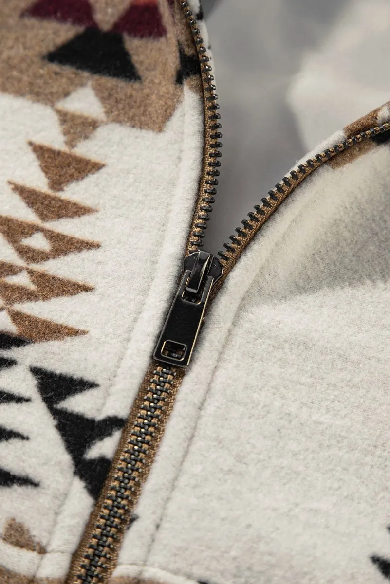 Aztec Beige Zip Up Jacket