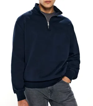 Basic Trucker Neck Sweatshirt Dark Blue