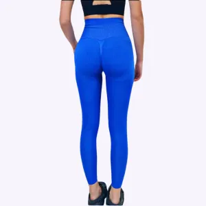 BootyBliss Blue High-Waisted Ribbed Legging