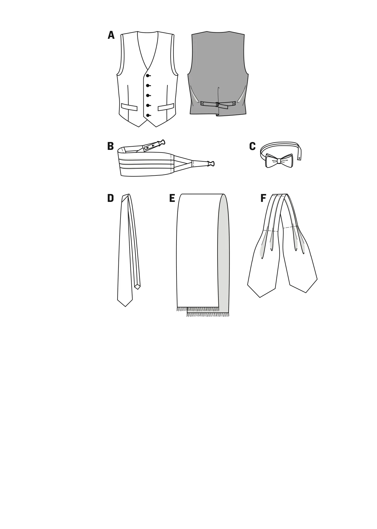Burda 3403 Mens' Waistcoat and Accessories Pattern