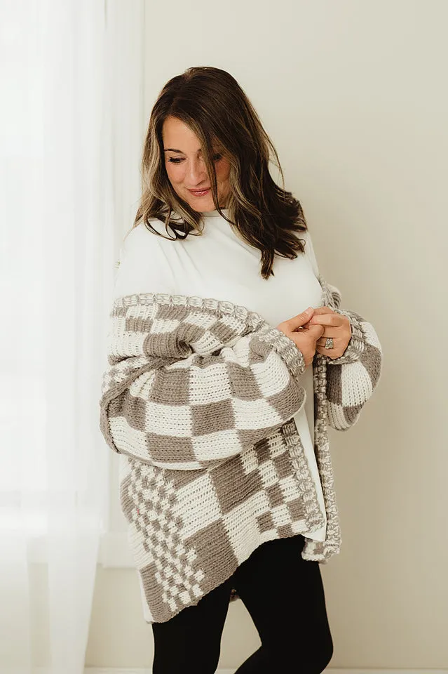 Check Pattern Chunky Cardigan