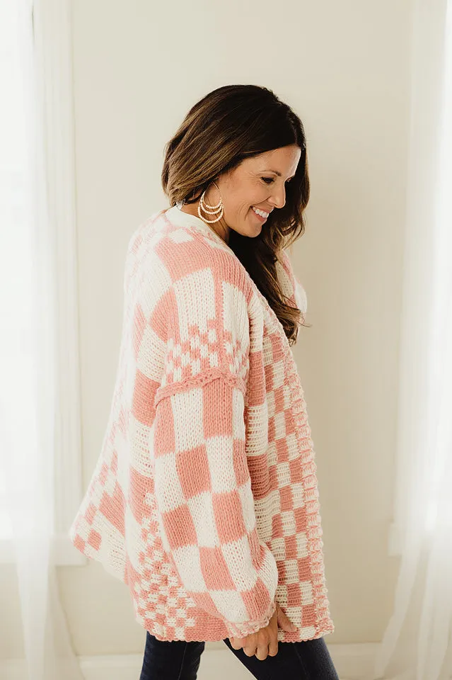 Check Pattern Chunky Cardigan