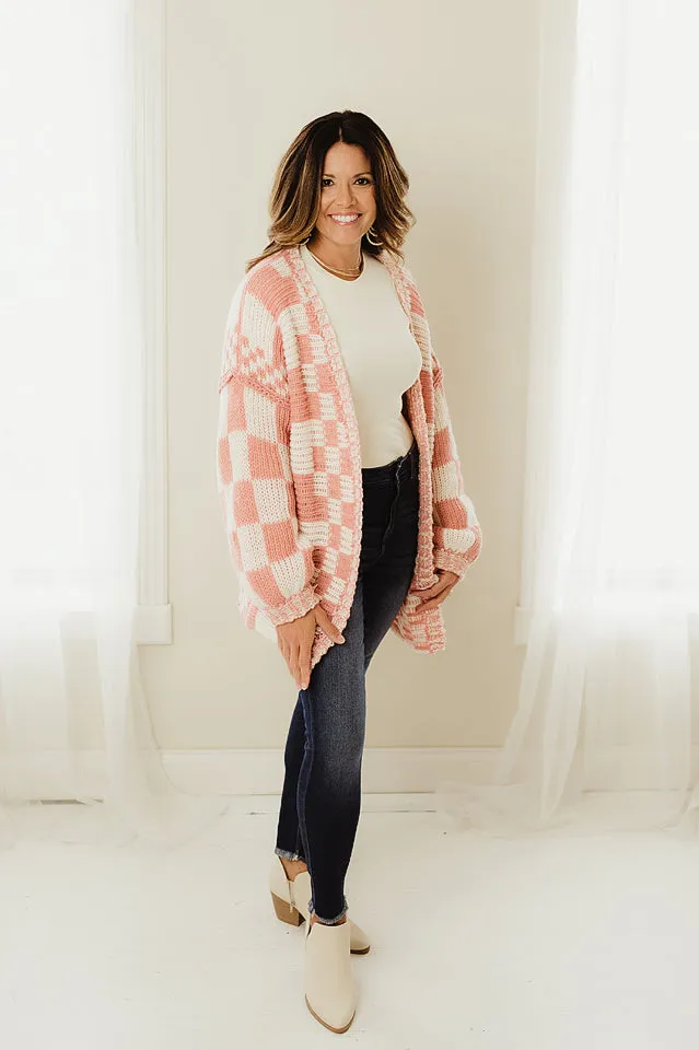Check Pattern Chunky Cardigan