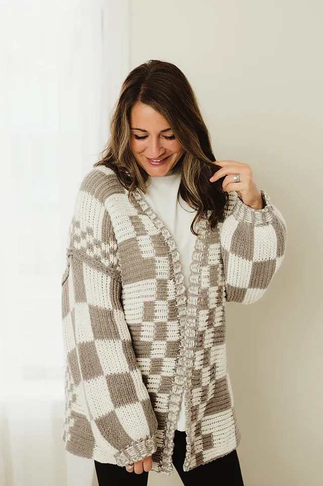 Check Pattern Chunky Cardigan