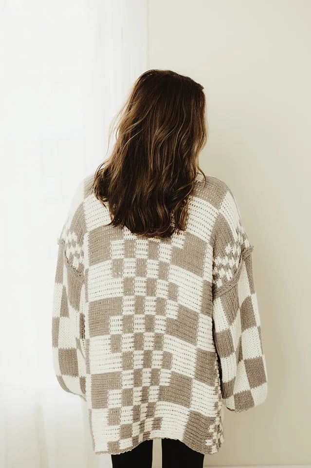 Check Pattern Chunky Cardigan