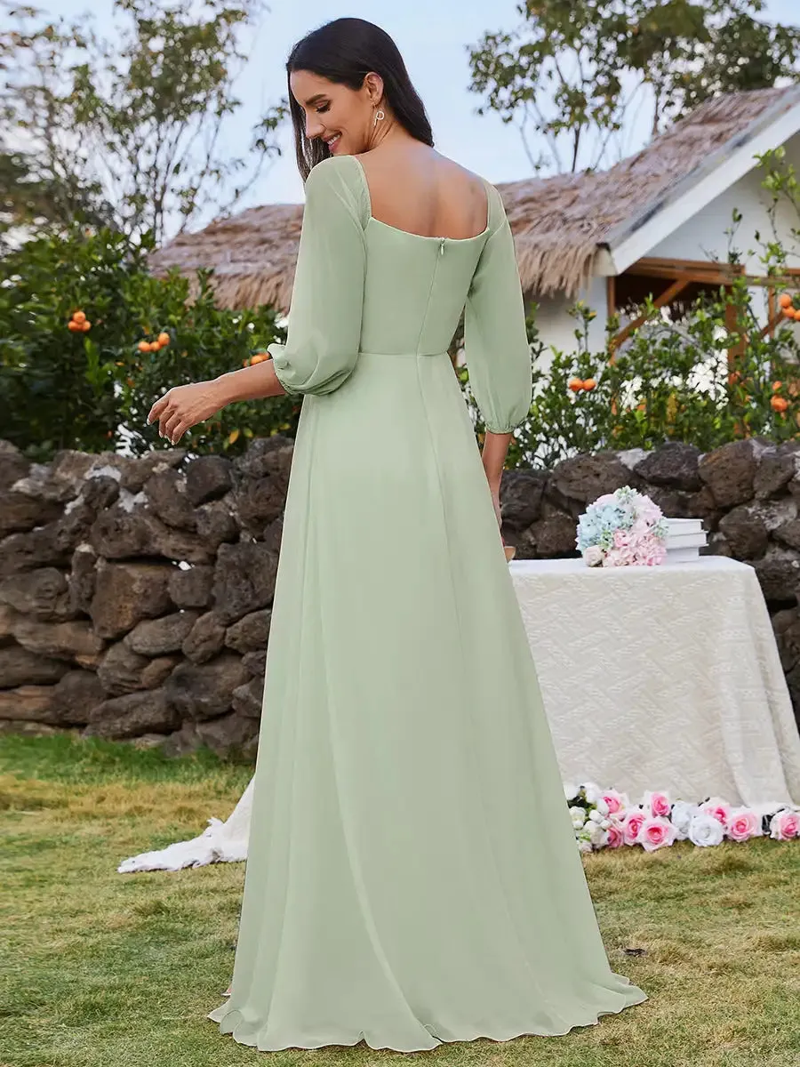 Chiffon Bridesmaid Dress with Side Slit  Available in Plus Sizes and Various Colours