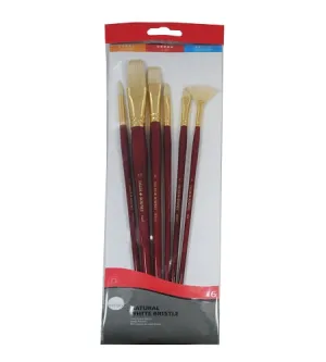 Daler Rowney Simply Set Brush Wallets Long Handle Bristol Brush Set 6 Pc