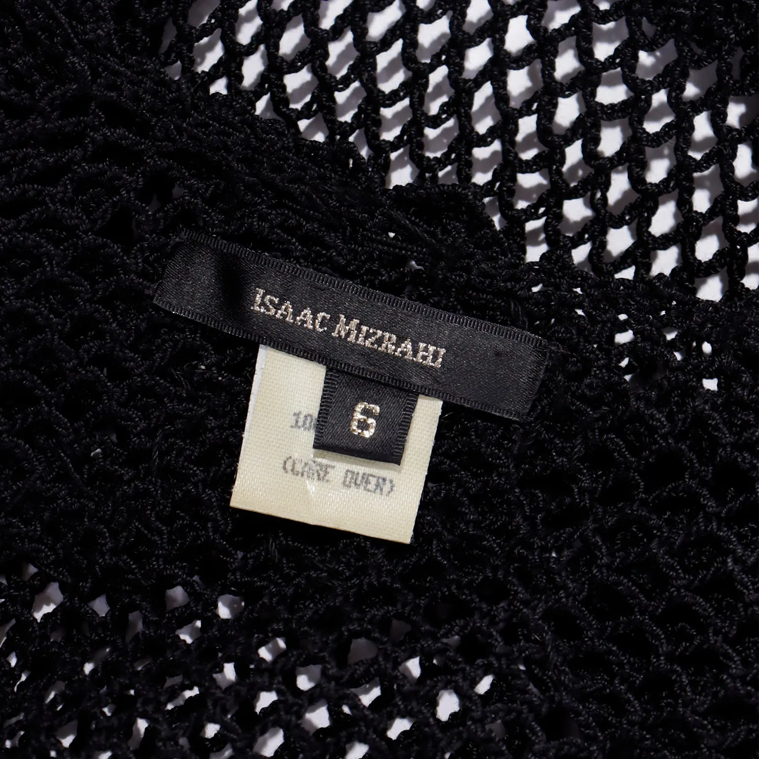 F/W 1997 Isaac Mizrahi Tiny Label Black Crochet Long Duster Cardigan