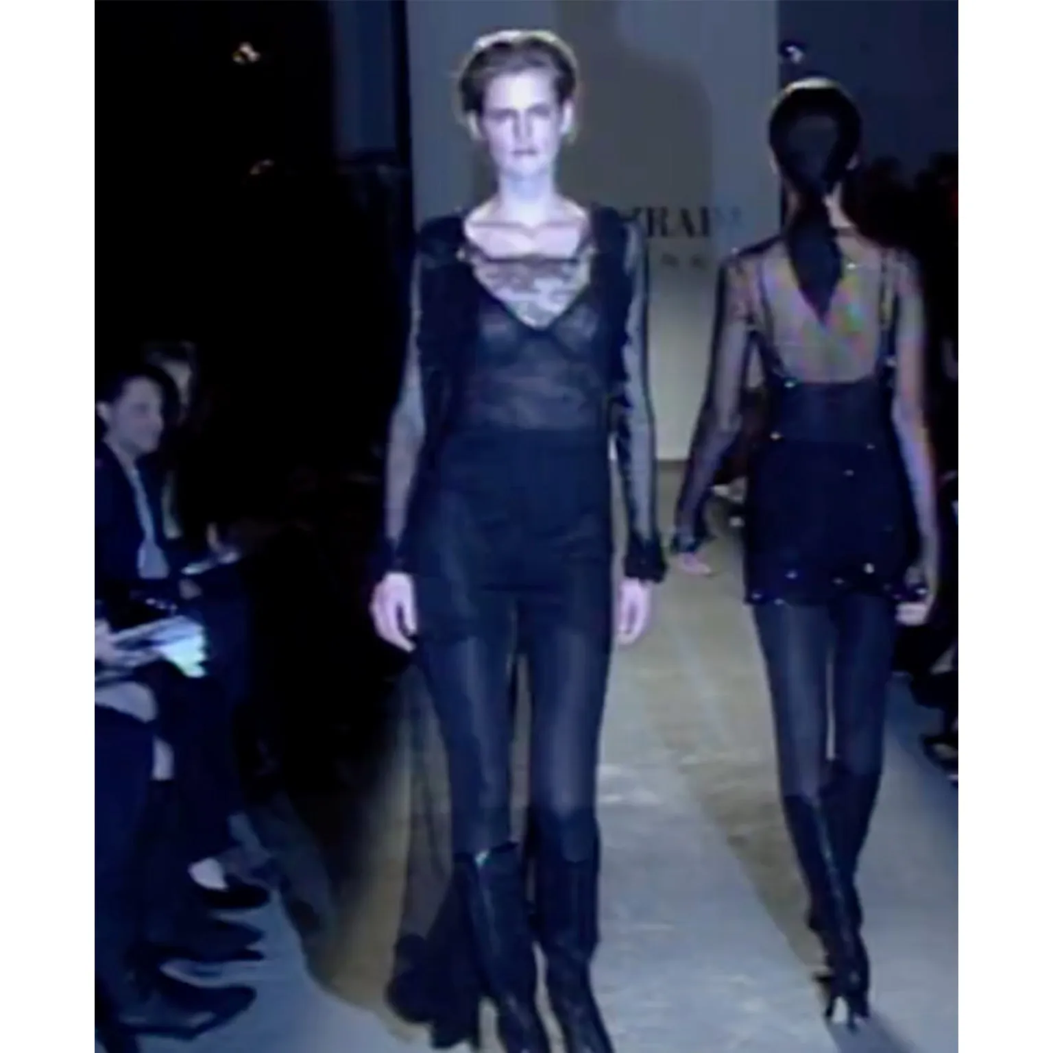 F/W 1997 Isaac Mizrahi Tiny Label Black Crochet Long Duster Cardigan