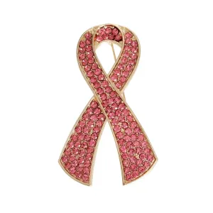 Gold and Pink Ribbon Brooch for Women: Get Yours Today!