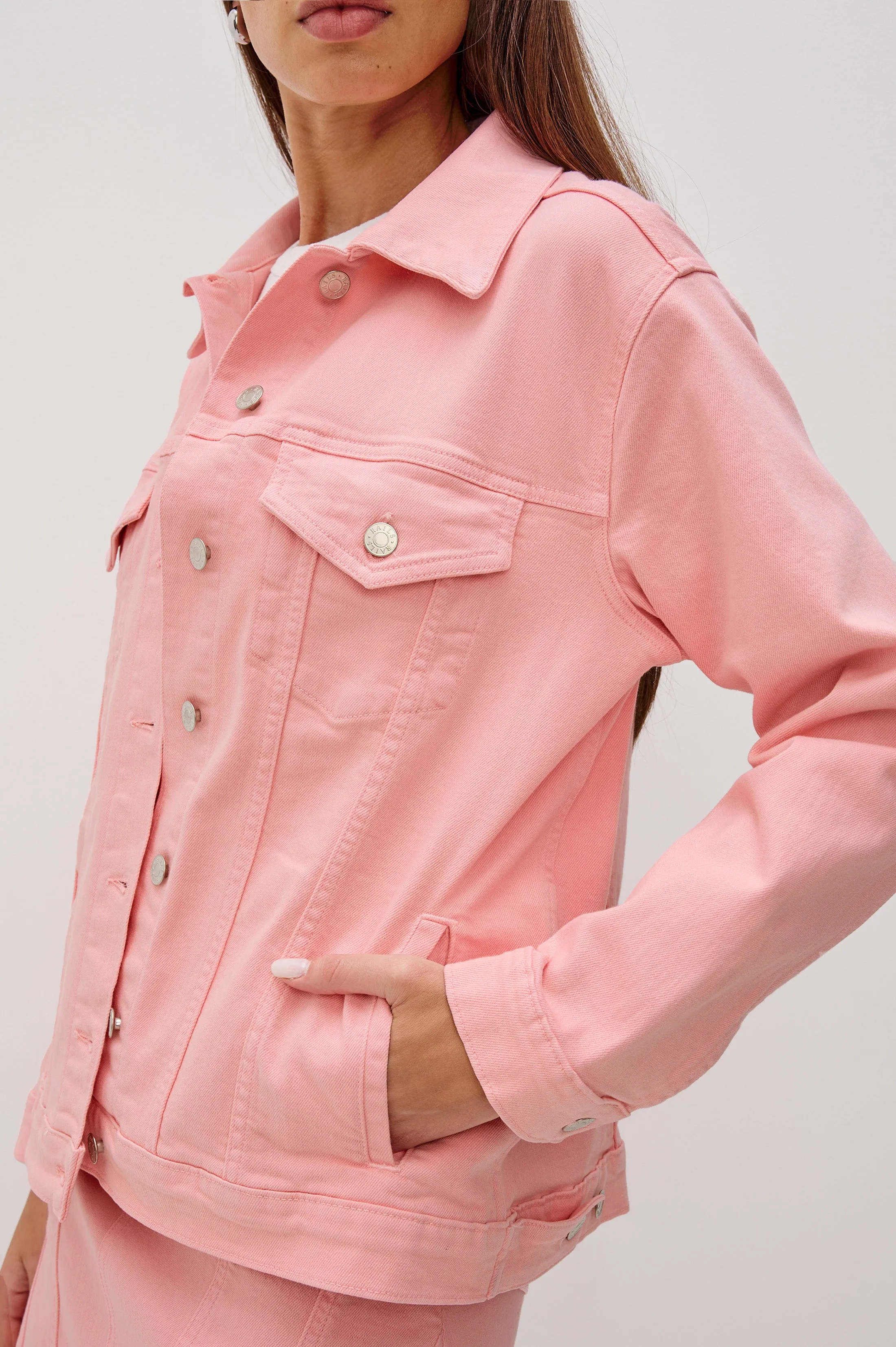 GROVE BOYFRIEND TRUCKER JACKET - BUBBLE GUM