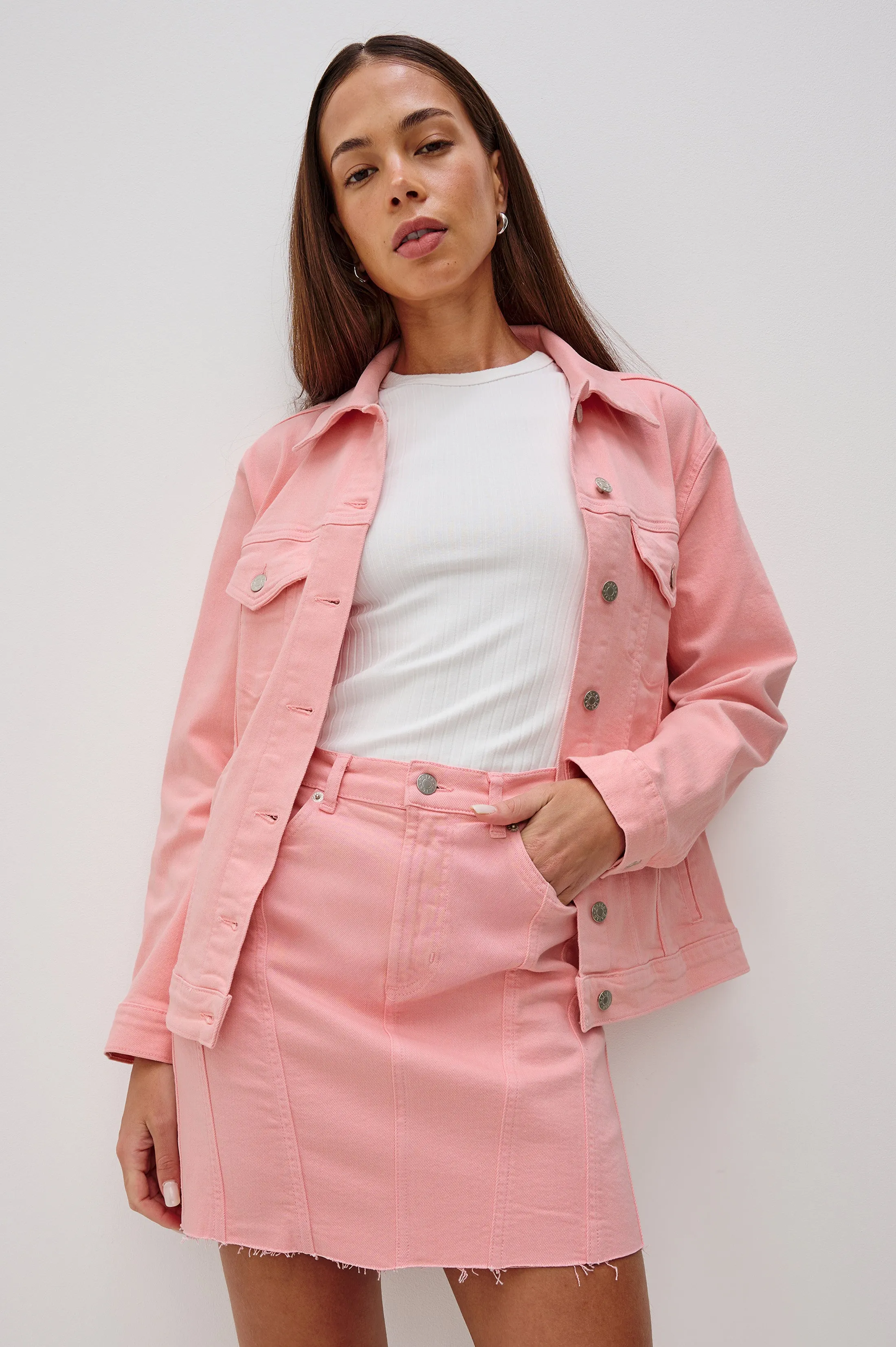 GROVE BOYFRIEND TRUCKER JACKET - BUBBLE GUM