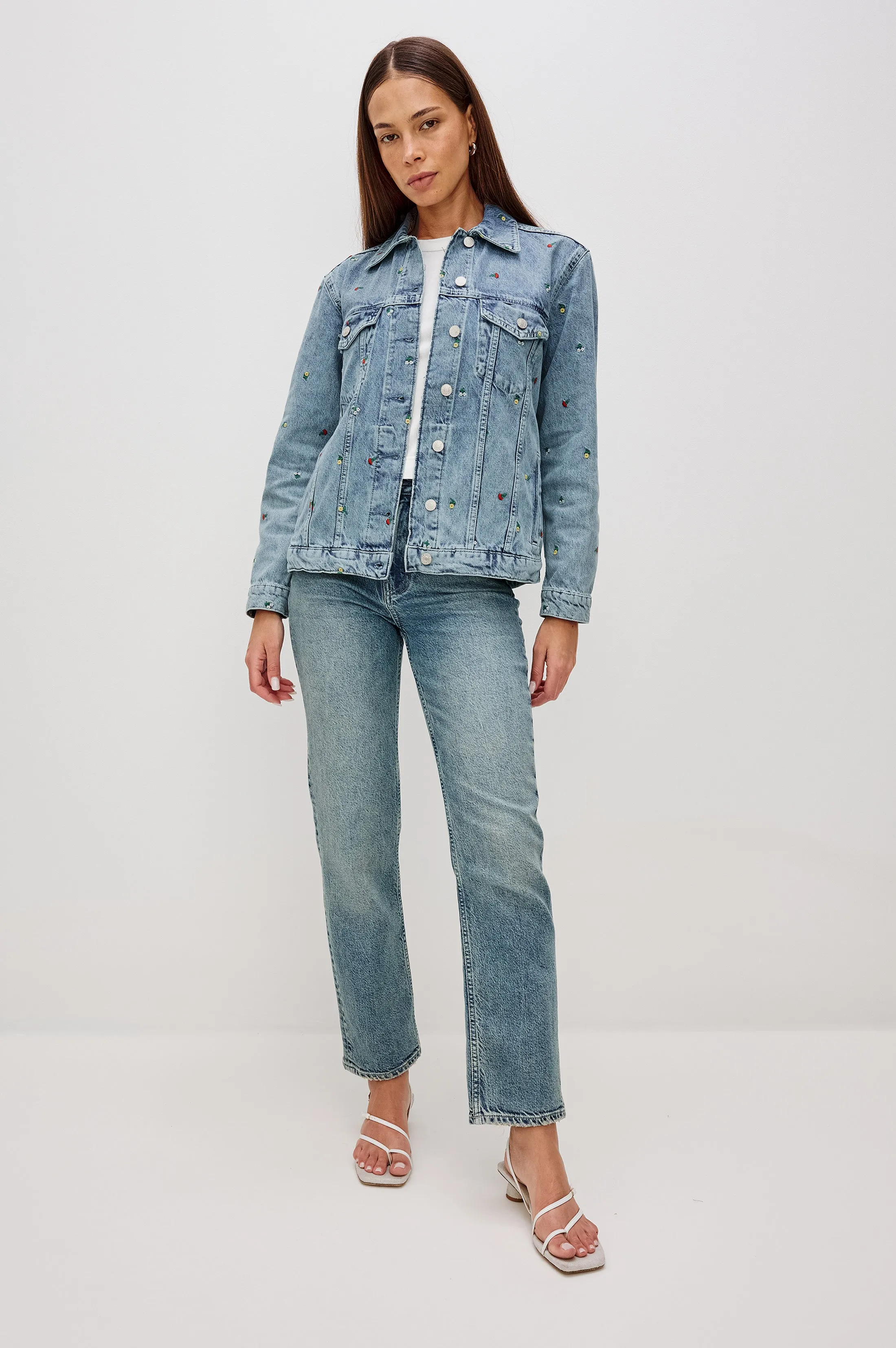 GROVE BOYFRIEND TRUCKER JACKET - FLOWER FIELD