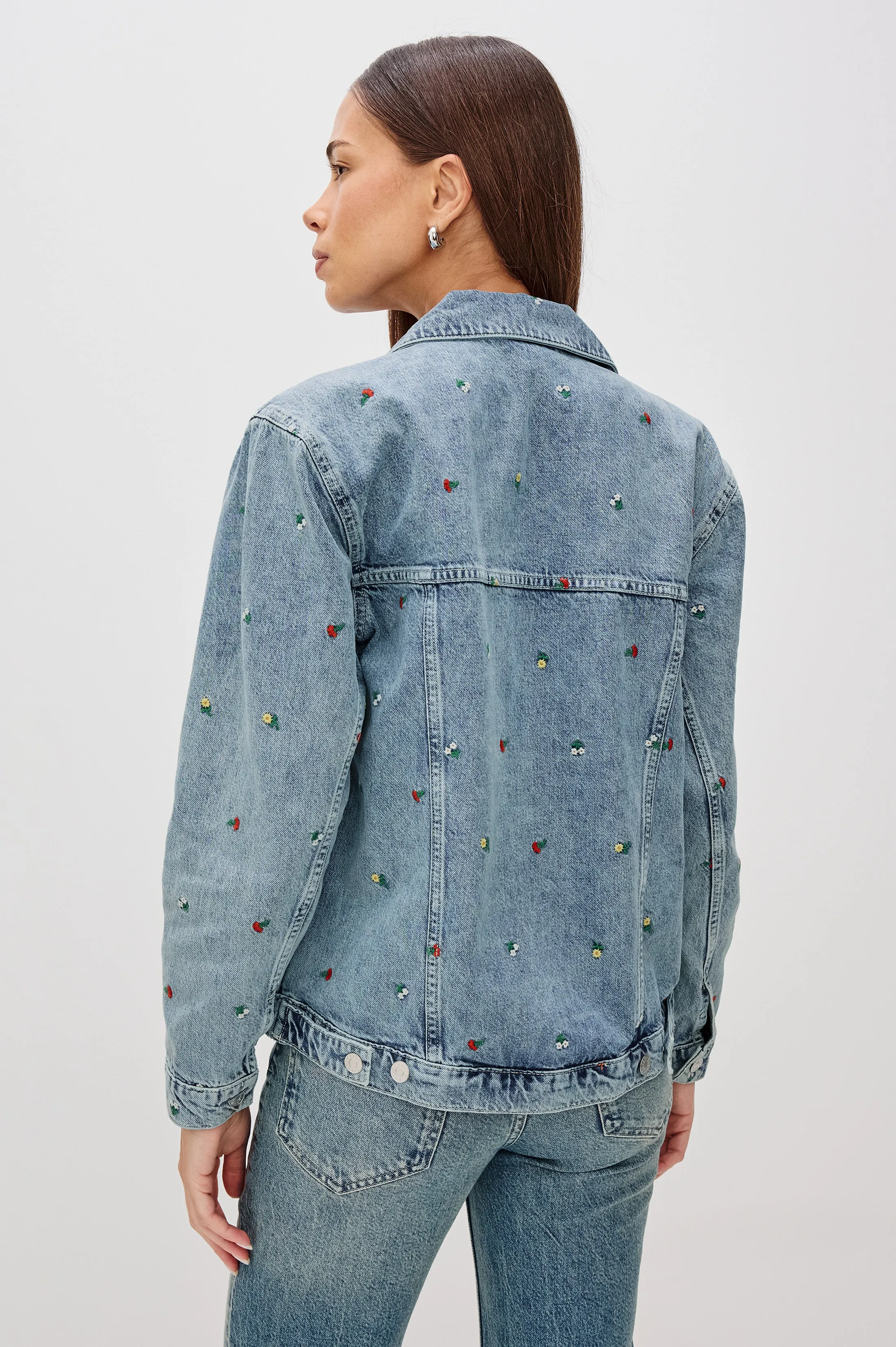 GROVE BOYFRIEND TRUCKER JACKET - FLOWER FIELD