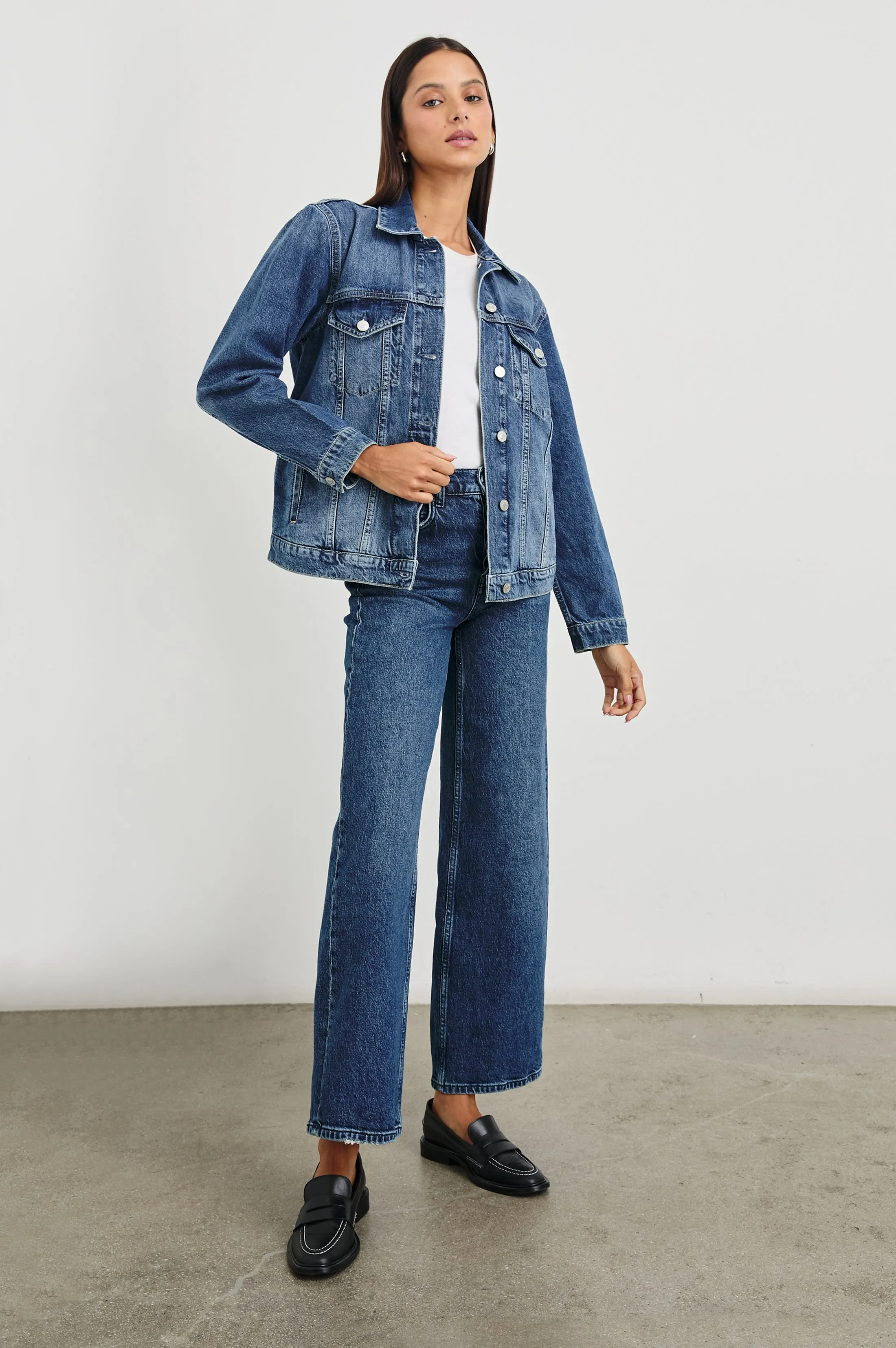 GROVE BOYFRIEND TRUCKER JACKET - INDIGO HAZE