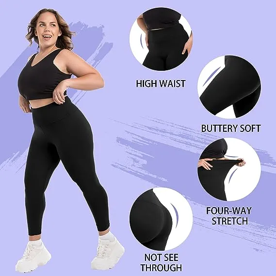 High Waist Plus Size Leggings for Women, Buttery Soft Plus Size Leggings