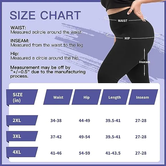 High Waist Plus Size Leggings for Women, Buttery Soft Plus Size Leggings