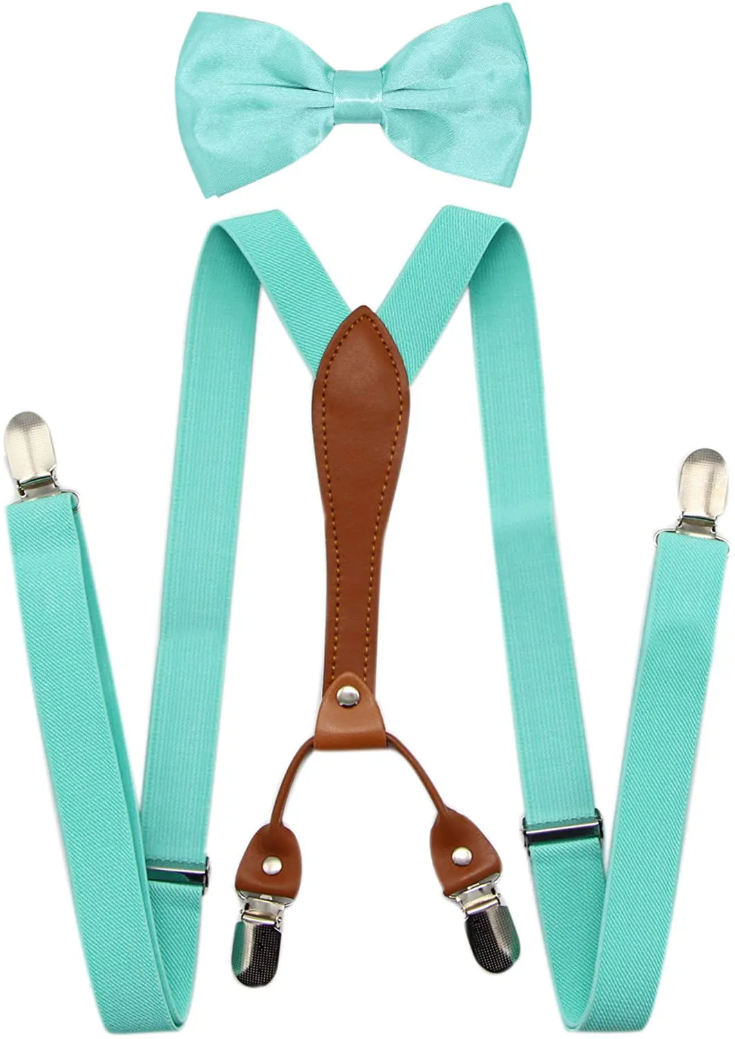 JAIFEI Suspenders & Bowtie Set- Men's Elastic X Band Suspenders   Bowtie For Wedding, Formal Events
