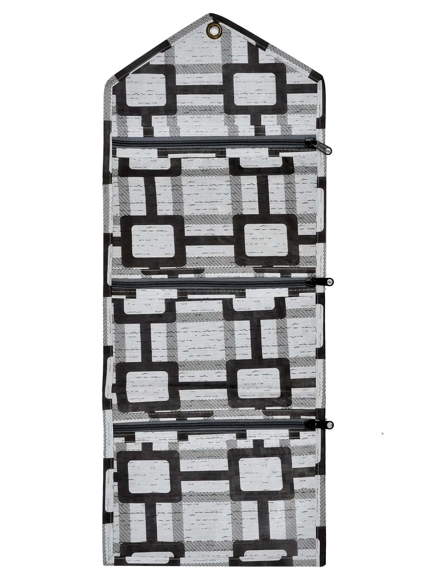 Kuber Industries Square Printed Wall Hanging Magazine Letter Holder/Organizer With 3 Zipper Pockets- Pack of 2 (Grey) (HS43KUBMART025749)