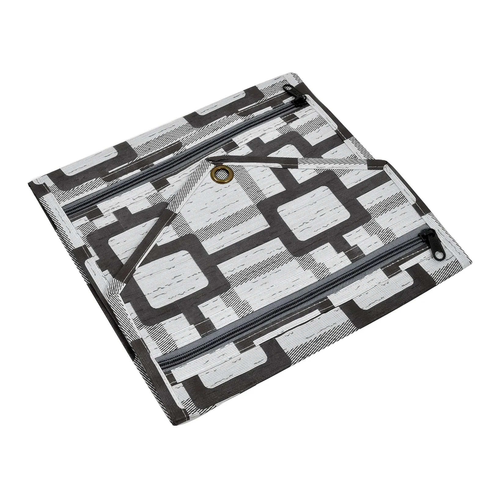 Kuber Industries Square Printed Wall Hanging Magazine Letter Holder/Organizer With 3 Zipper Pockets- Pack of 2 (Grey) (HS43KUBMART025749)