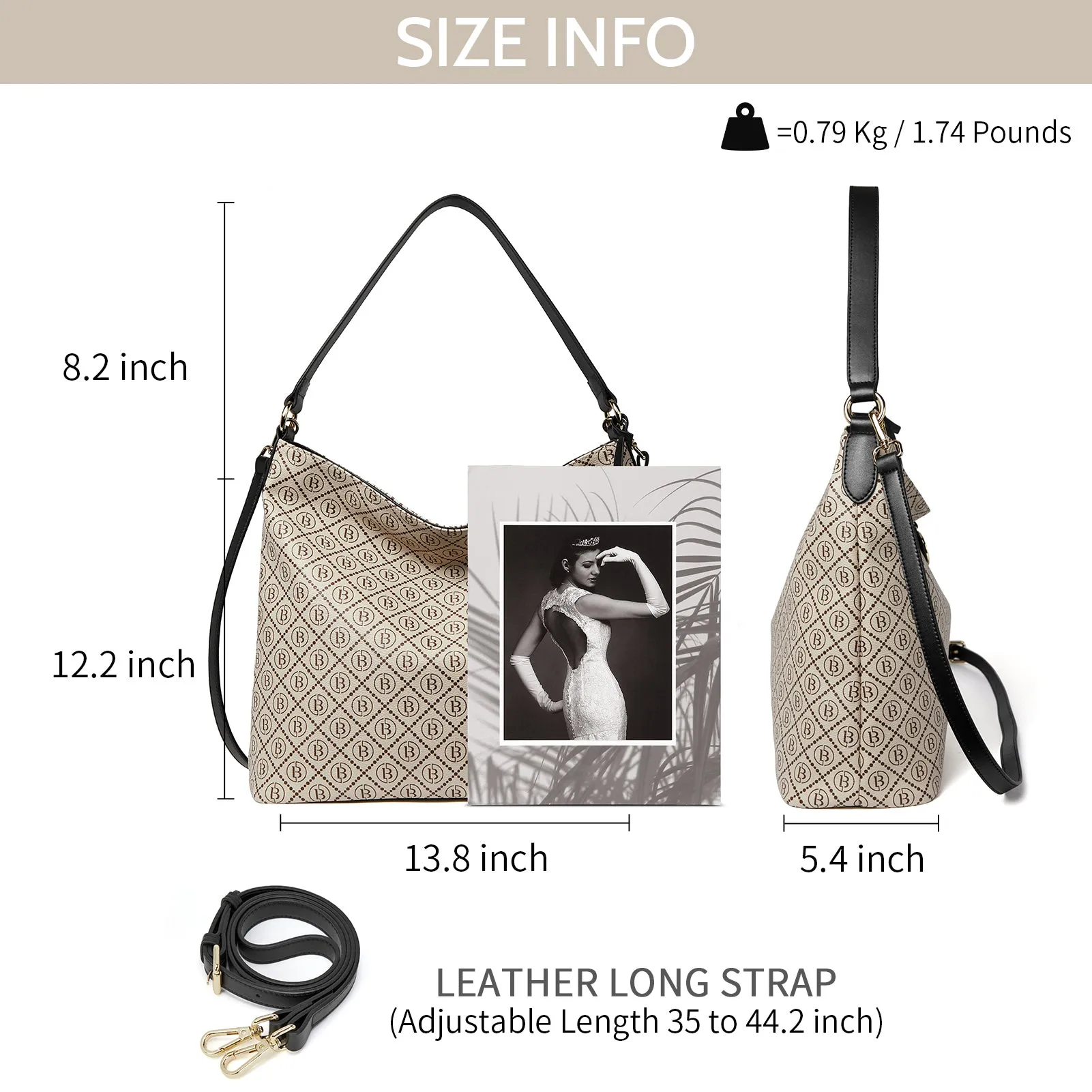 Kweli Durable Large Leather Hobo Shoulder Bag for Every Day Use