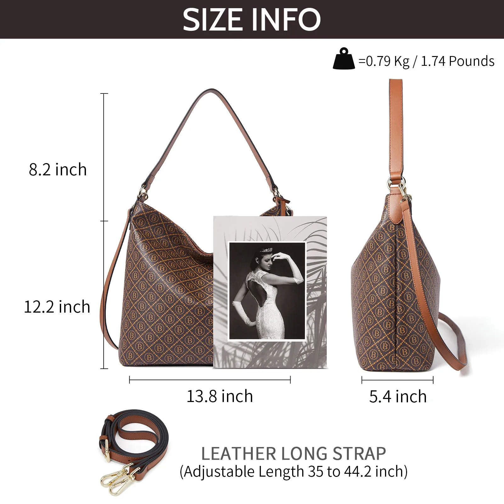 Kweli Durable Large Leather Hobo Shoulder Bag for Every Day Use