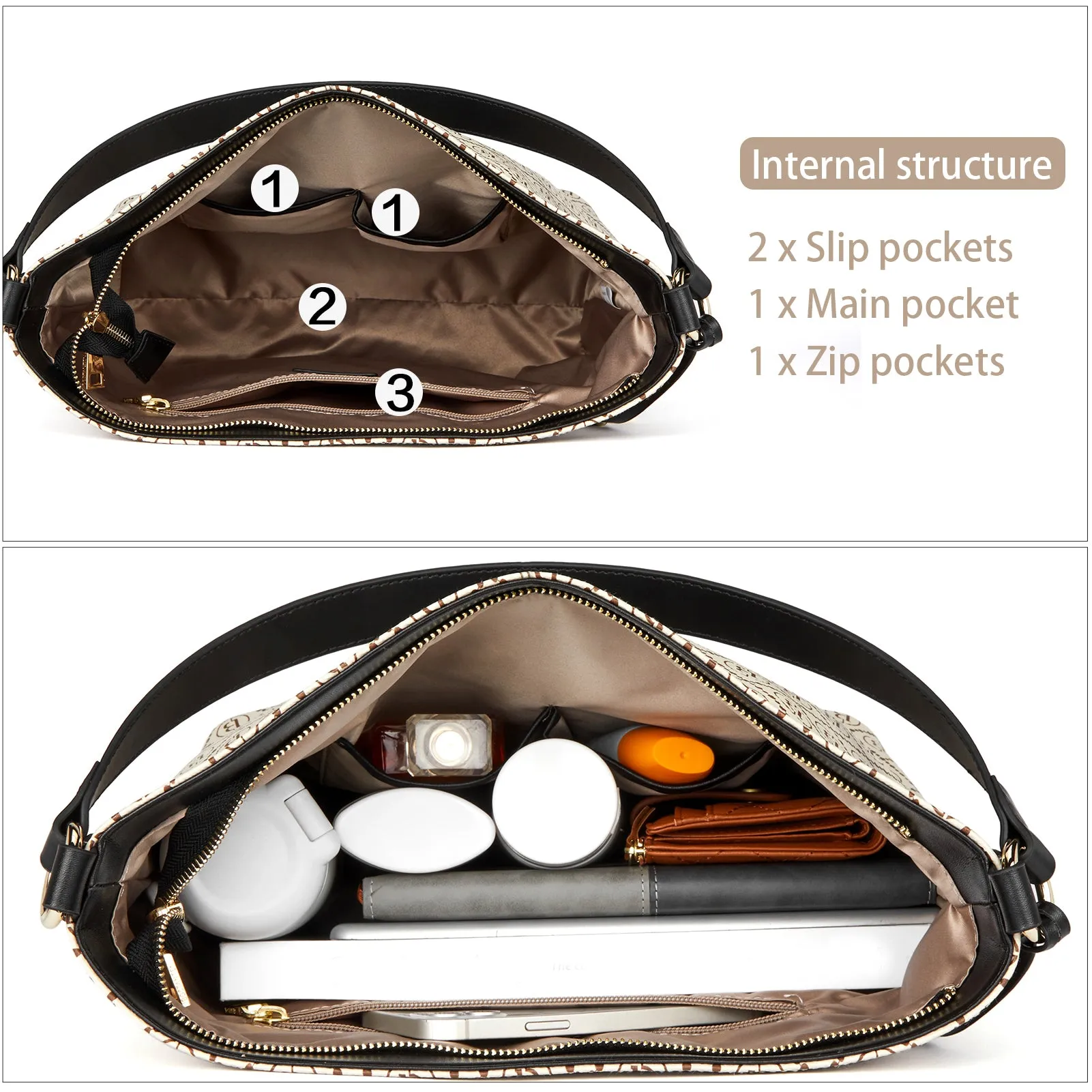 Kweli Durable Large Leather Hobo Shoulder Bag for Every Day Use