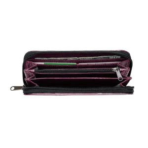 Leaf Leather Long Wallet - Purple