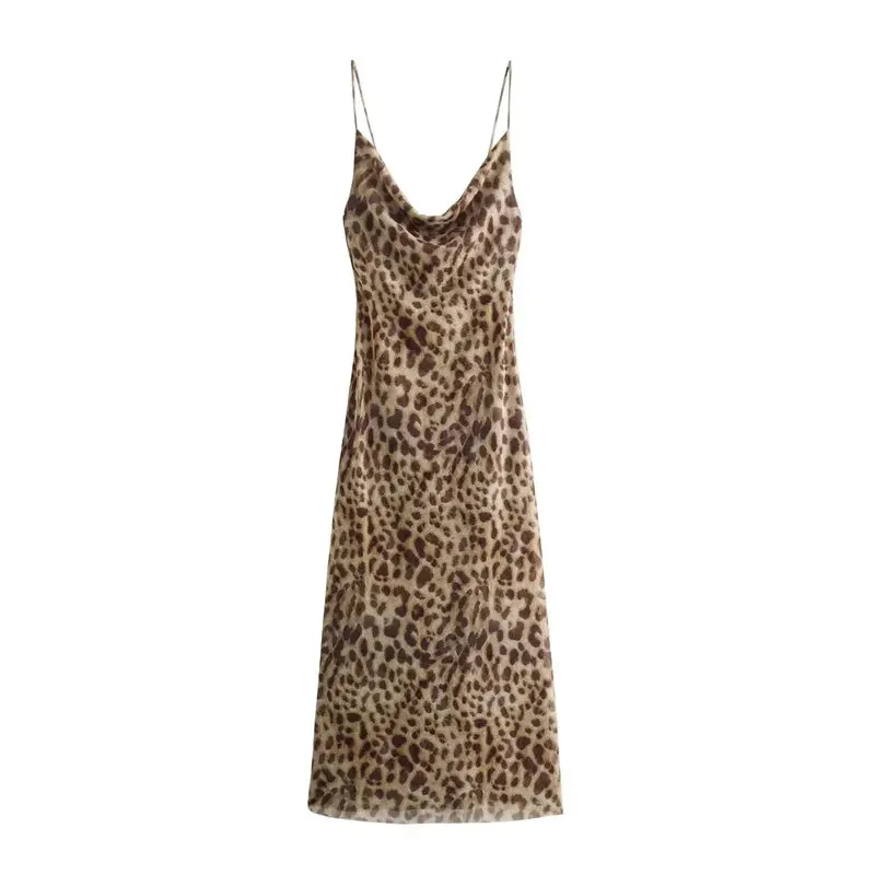 Liora Animal Print Cowl Neck Maxi Dress  Leopard or Zebra Slip Dress for Summer Evenings