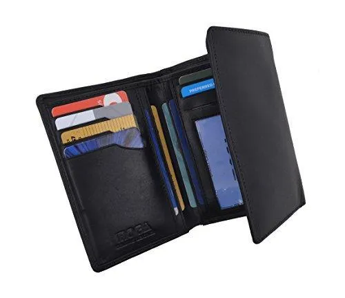 Moga Genuine Leather Women's Trifold Credit Card ID Holder With Coin Zippered Pocket Wallet