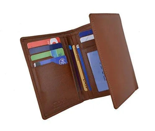 Moga Genuine Leather Women's Trifold Credit Card ID Holder With Coin Zippered Pocket Wallet