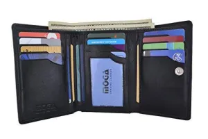 Moga Genuine Leather Women's Trifold Credit Card ID Holder With Coin Zippered Pocket Wallet