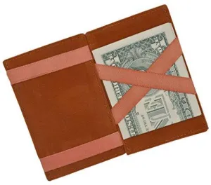 Moga Men's Fashion Magic Money Clip Genuine Leather Minimalistic Slim Wallet (Tan)