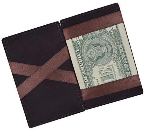 Moga Men's Fashion Magic Money Clip Genuine Leather Minimalistic Slim Wallet (Tan)