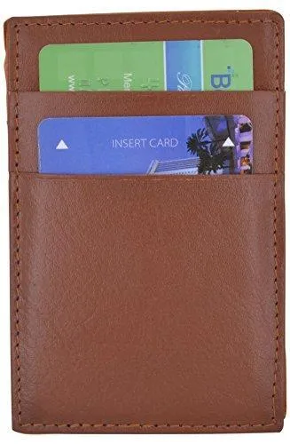 Moga Men's Fashion Magic Money Clip Genuine Leather Minimalistic Slim Wallet (Tan)