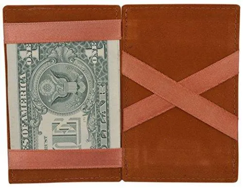 Moga Men's Fashion Magic Money Clip Genuine Leather Minimalistic Slim Wallet (Tan)