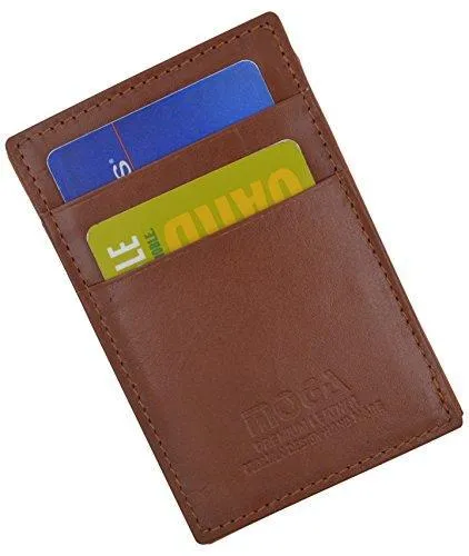 Moga Men's Fashion Magic Money Clip Genuine Leather Minimalistic Slim Wallet (Tan)