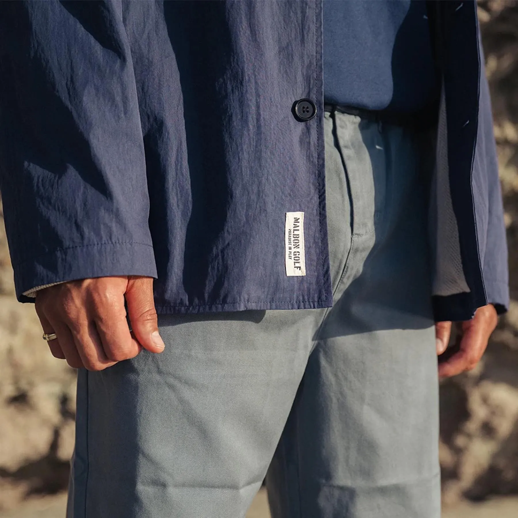 Nylon Band Collar Jacket Indigo - 2024