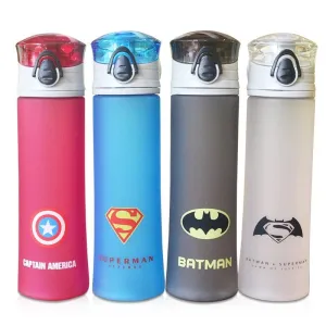 Portable Fitness Water Bottle with Superheroes Print