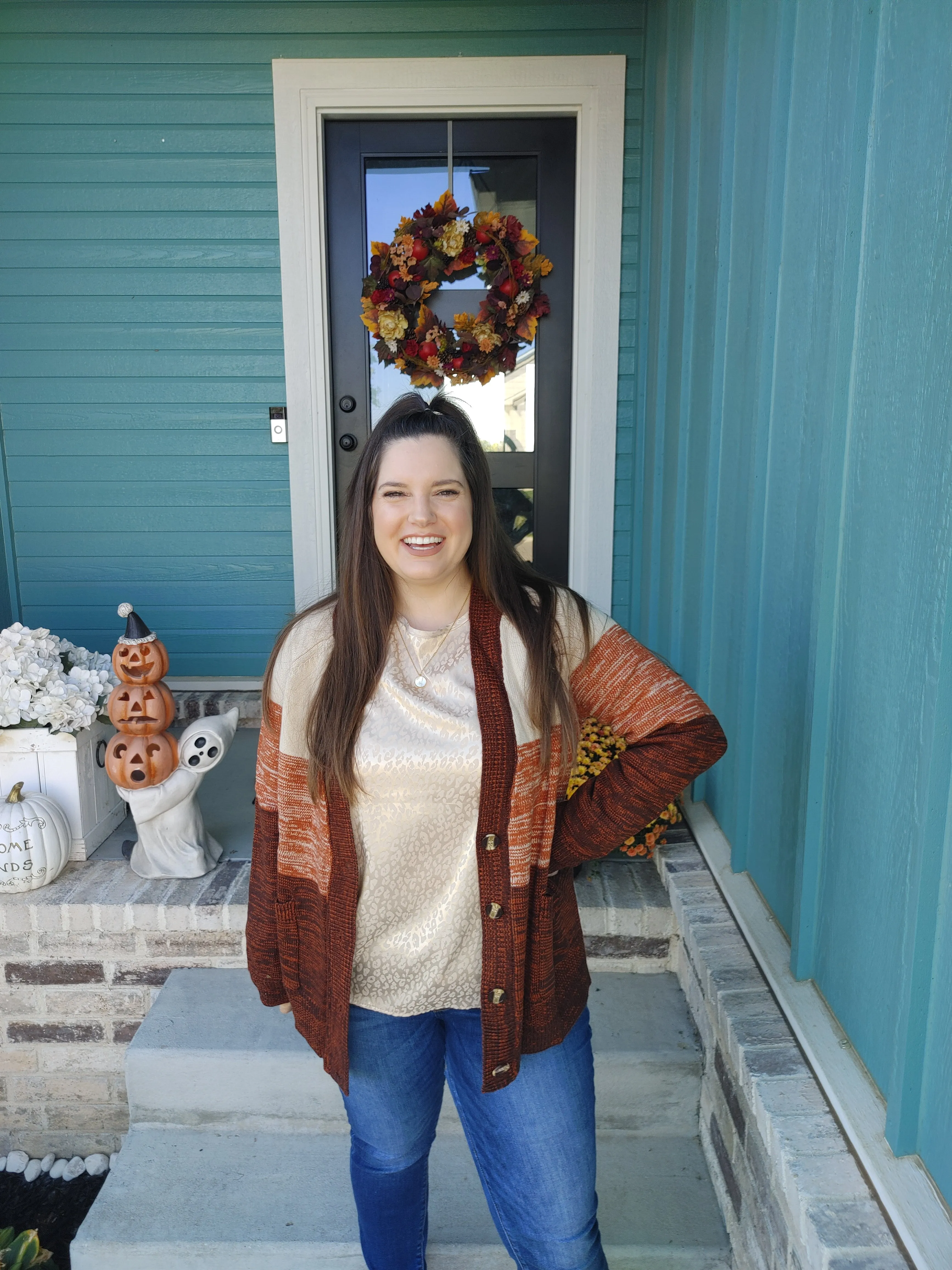 Pumpkin Cold Brew Multi-Color Cardigan