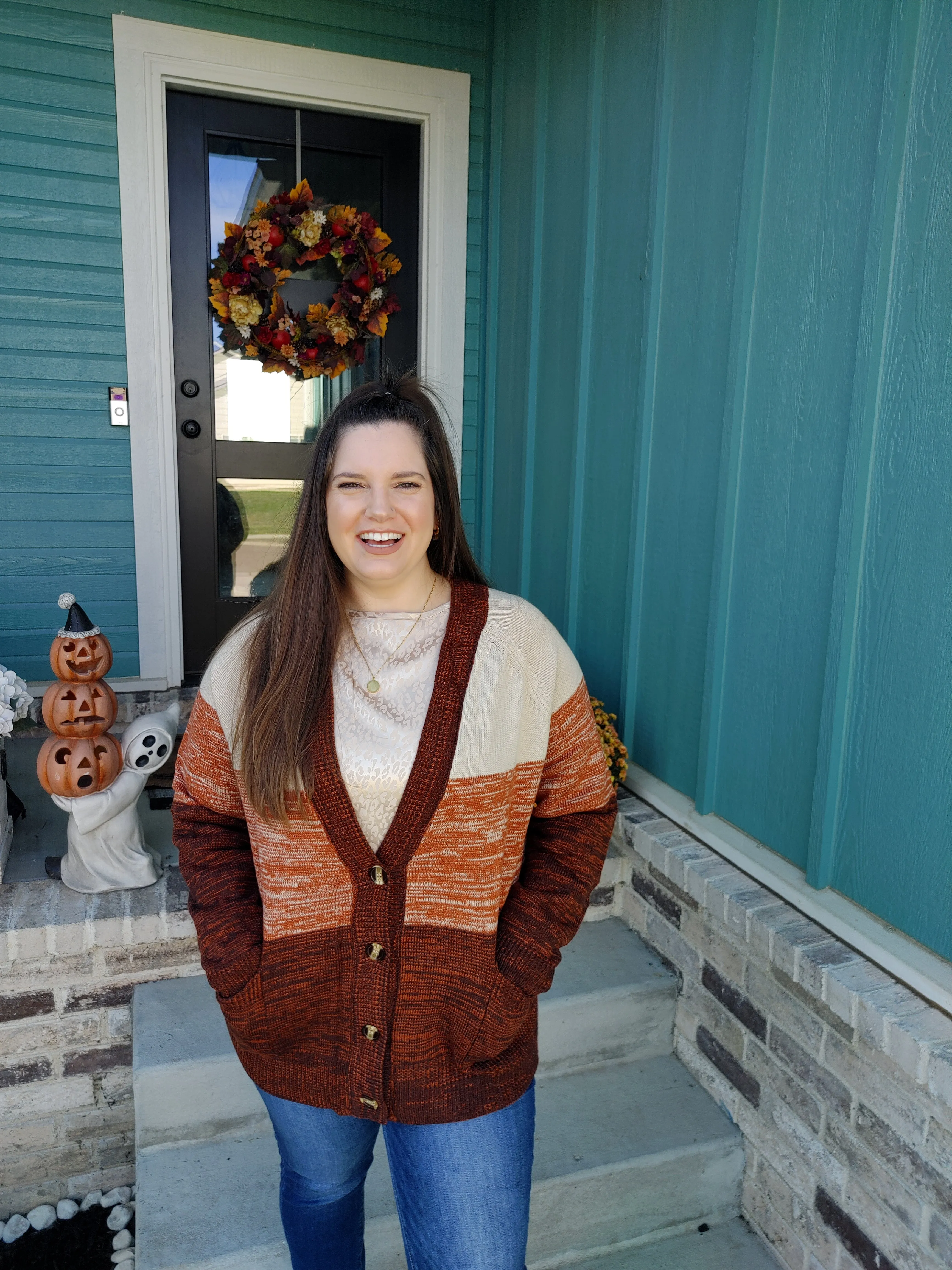 Pumpkin Cold Brew Multi-Color Cardigan